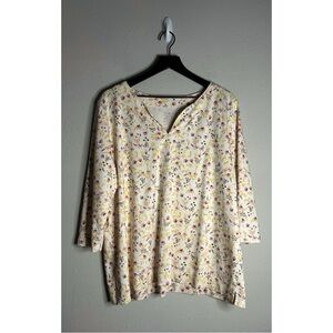 L.L. Bean Plus Size Floral Print Top Size 3X